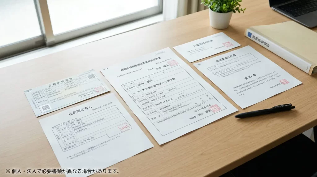 黒ナンバー取得に必要な書類一覧