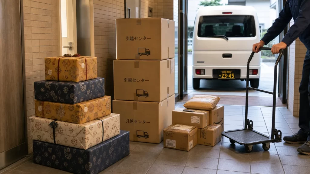 荷物と軽バン