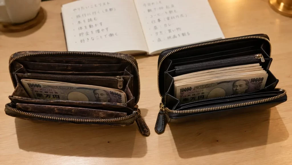 札が少ない財布と札が多い財布