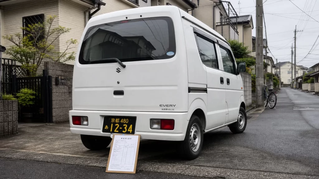 軽バン後方と日報