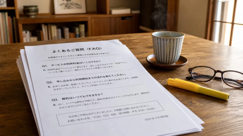 FAQ文書の机上