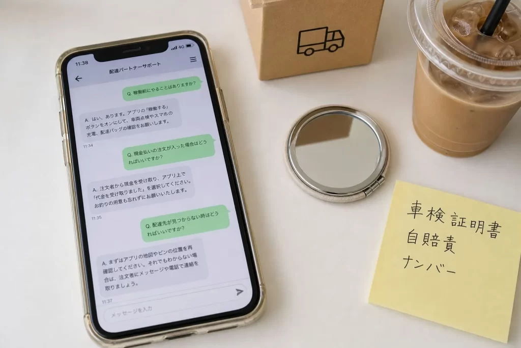 よくある質問のスマホ画面