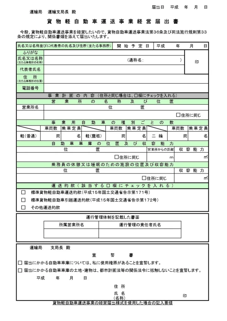 経営届出書